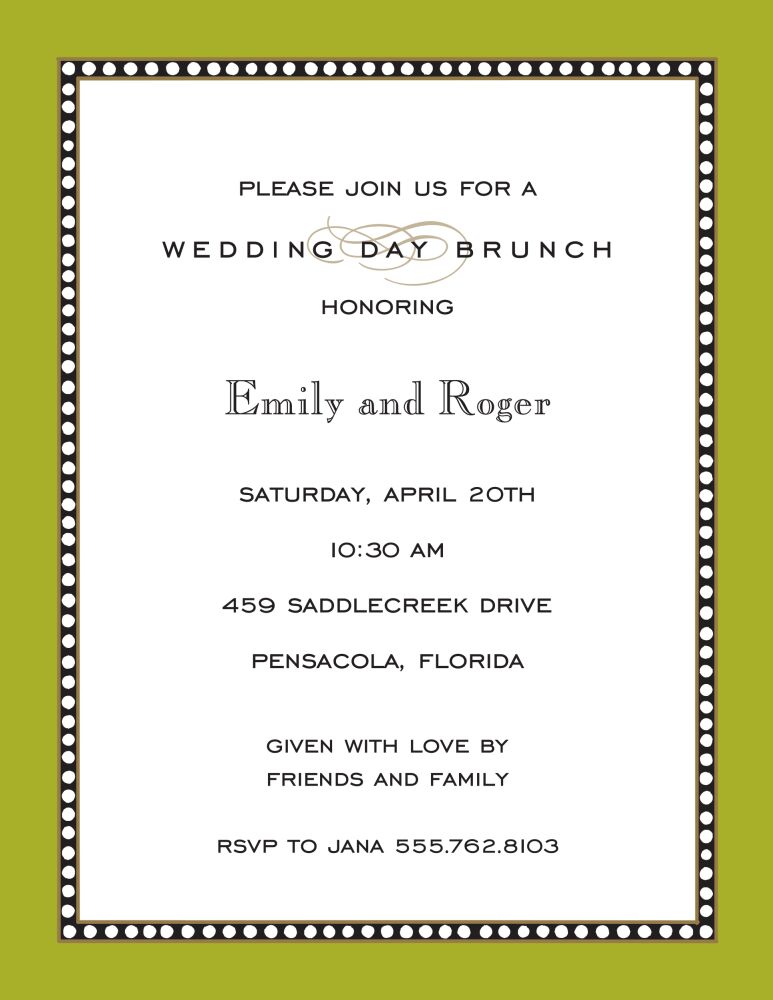 Beaded Border Olive Invitation