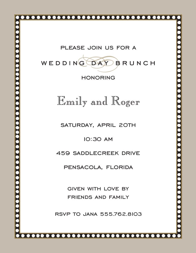 Beaded Border Taupe Invitation