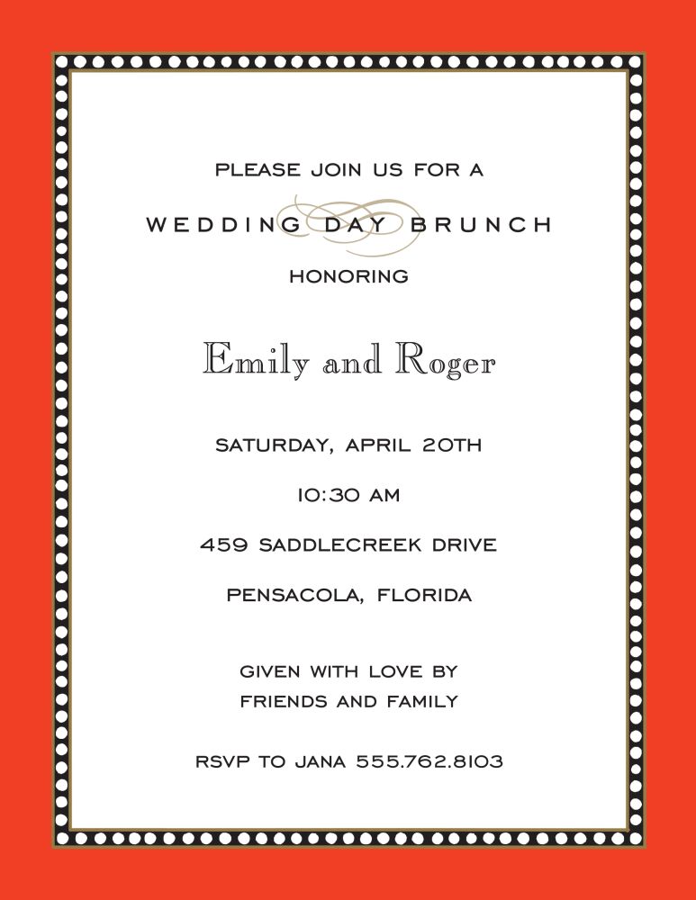 Beaded Border Orange Invitation