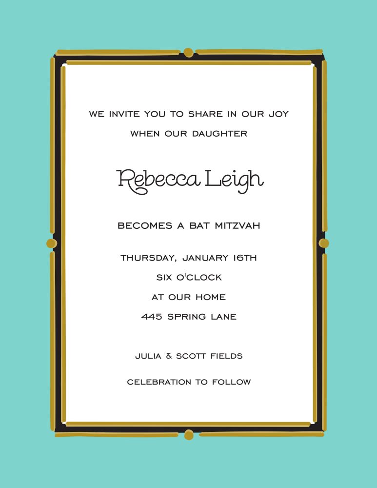 Vintage Frame Dark Aqua Invitation