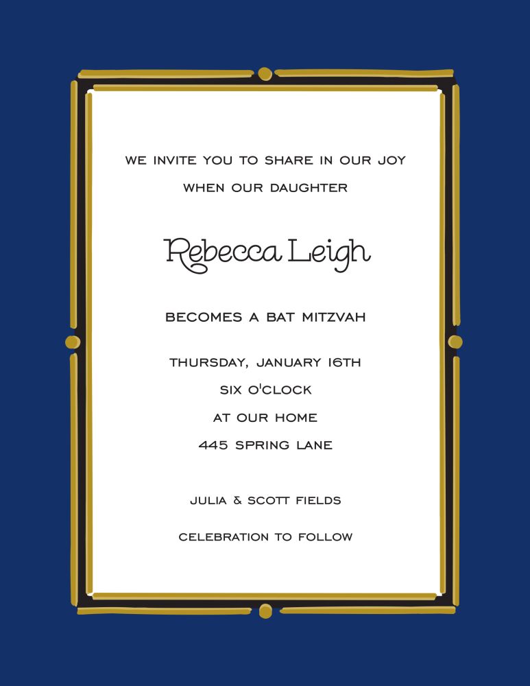 Vintage Frame Navy Invitation