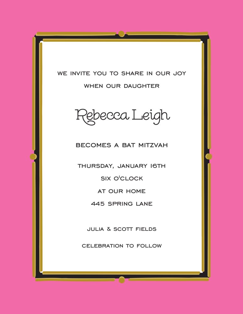 Vintage Frame Deep Pink Invitation