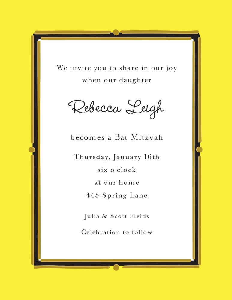 Vintage Frame Yellow Invitation