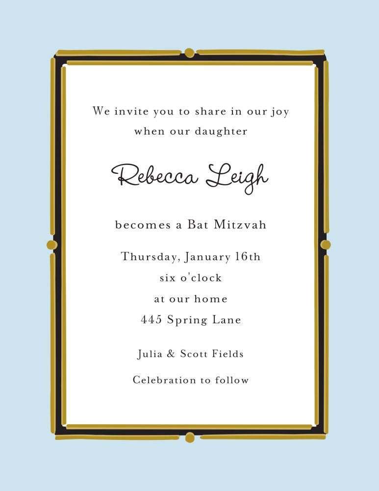 Vintage Frame Blue Invitation