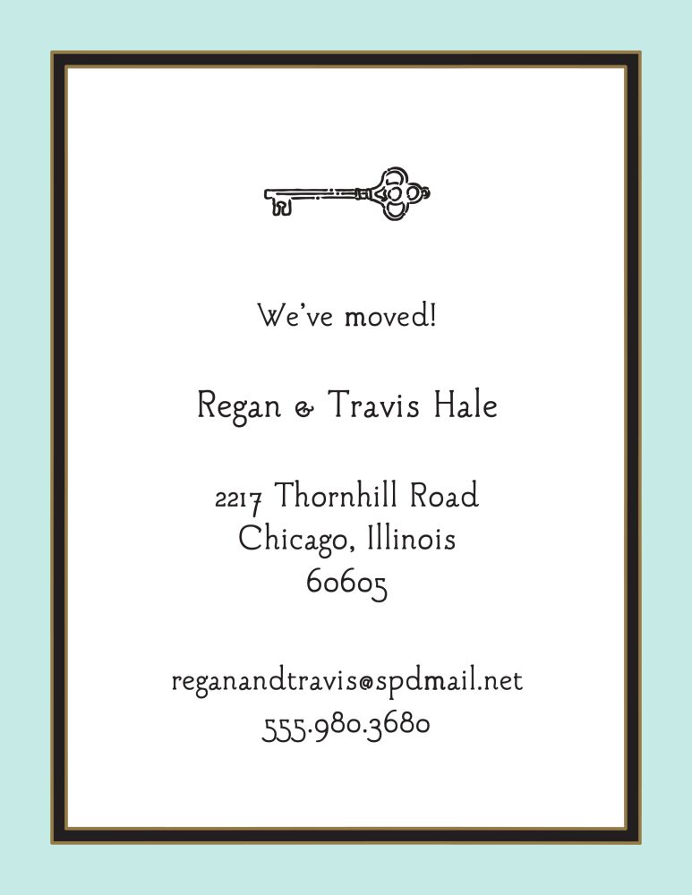 Aqua Edge & Black Border Invitation