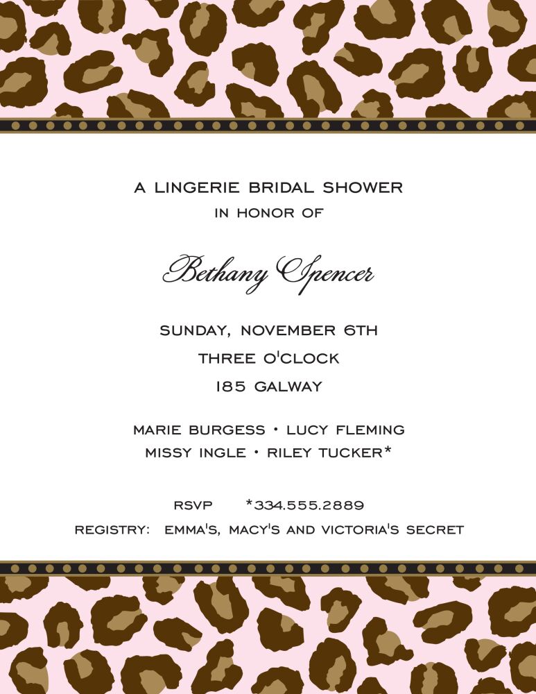 Leopard Pink & Chocolate Invitation