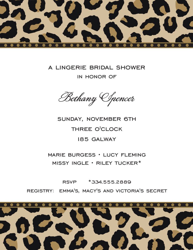 Leopard Latte & Black Invitation