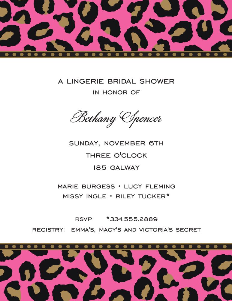 Leopard Hot Pink & Black Invitation