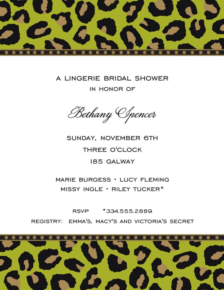 Leopard Olive & Black Invitation