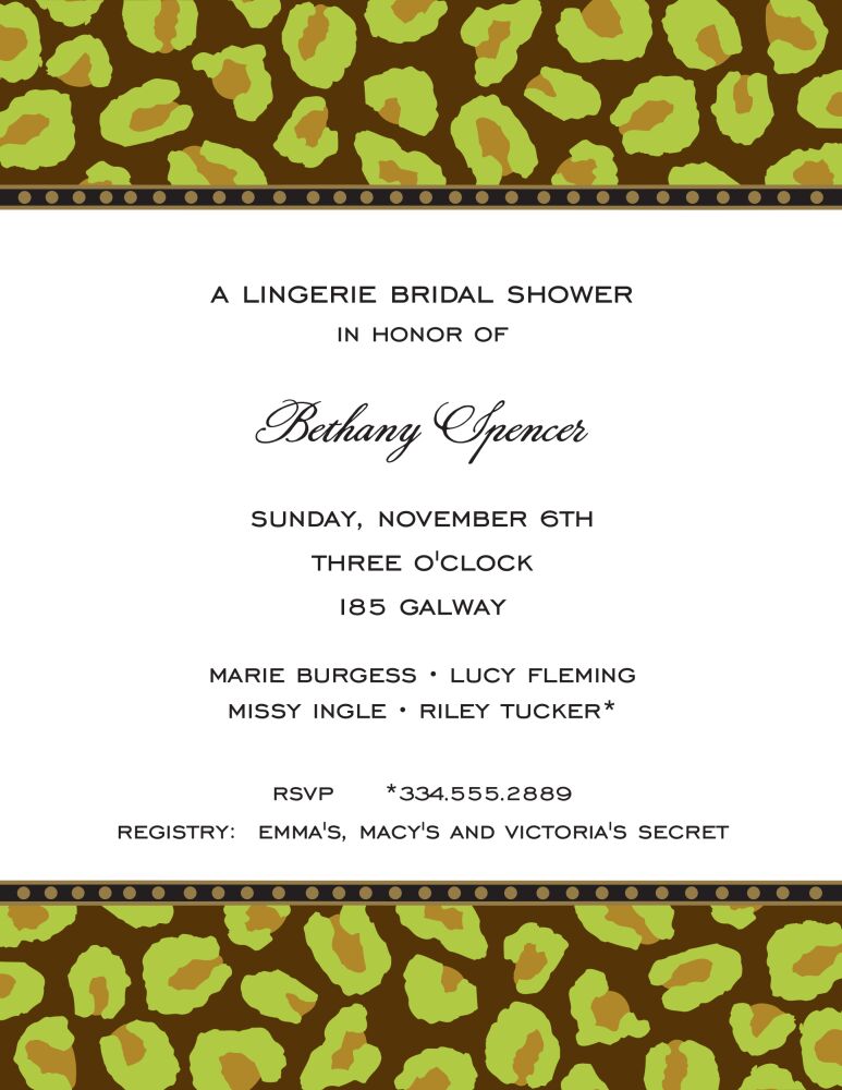 Leopard Chocolate & Olive Invitation