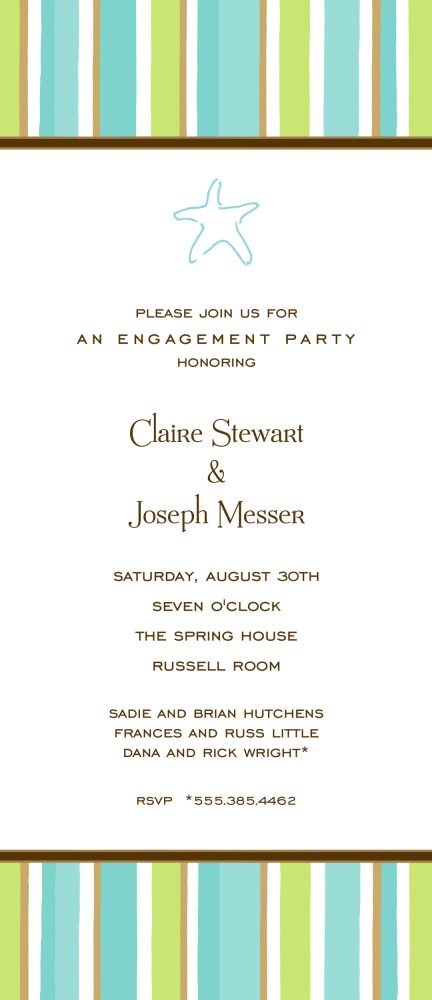 Casual Stripes Aqua Invitation