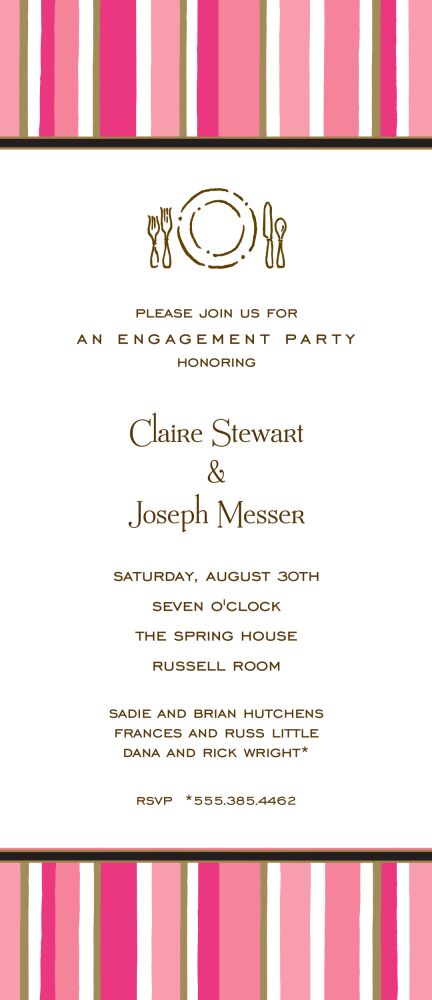 Casual Stripes Coral Invitation