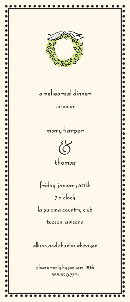 Antique Bead Border Black Invitation