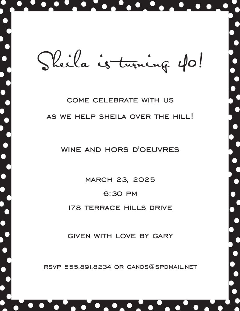 Dotted Edge Black Invitation