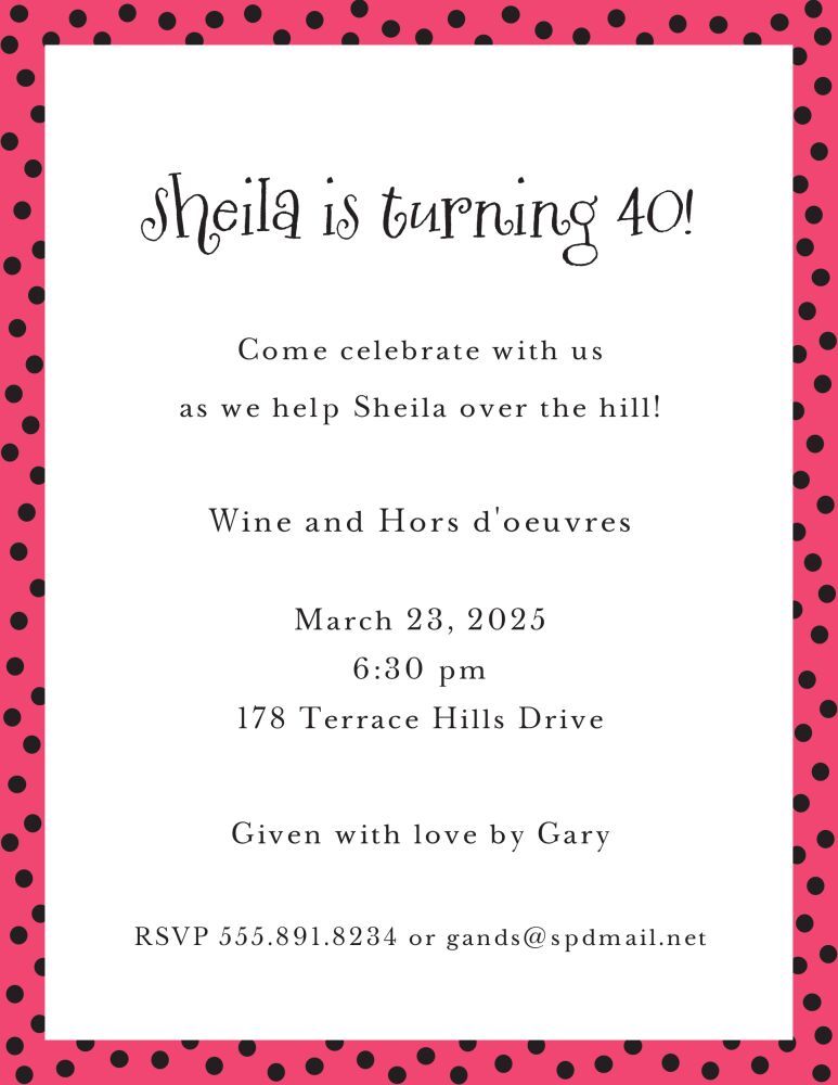 Dotted Edge Black & Coral Invitation