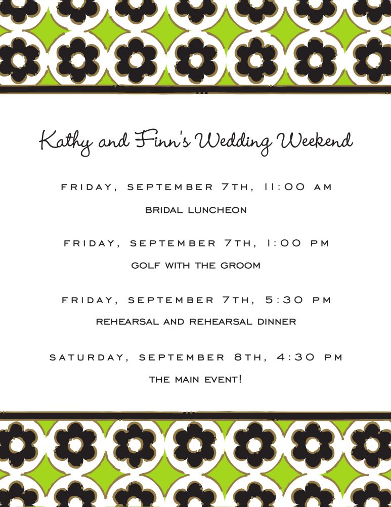Circle Flowers Black & Lime Invitation