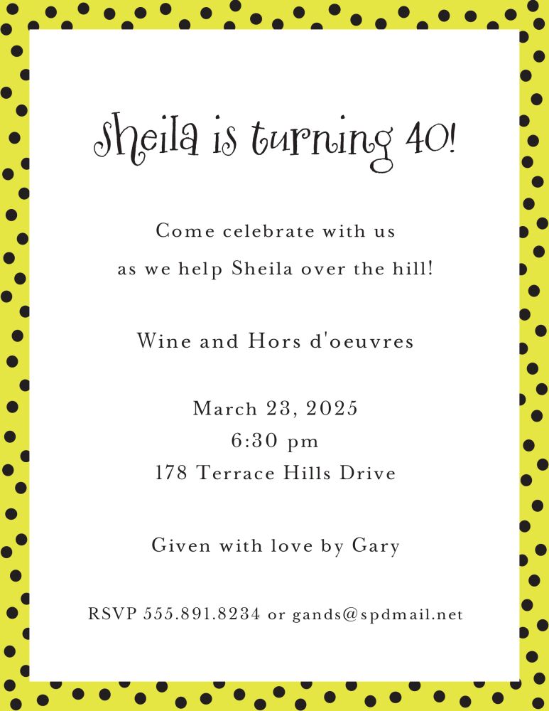 Dotted Edge Black & Limeade Invitation