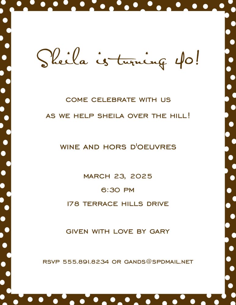 Dotted Edge Chocolate Invitation