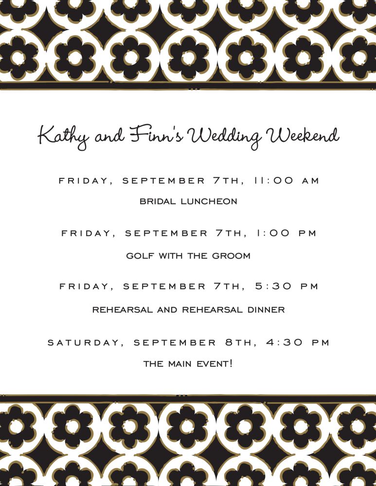 Circle Flowers Black & Gold Invitation