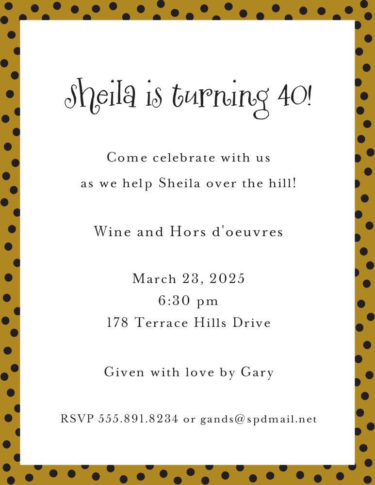 Dotted Edge Black & Gold Invitation