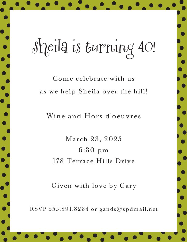 Dotted Edge Black & Olive Invitation