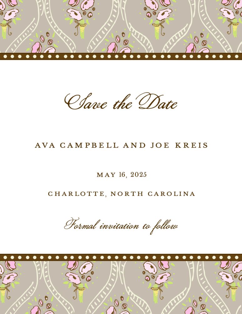 Ribbons & Flowers Taupe Invitation