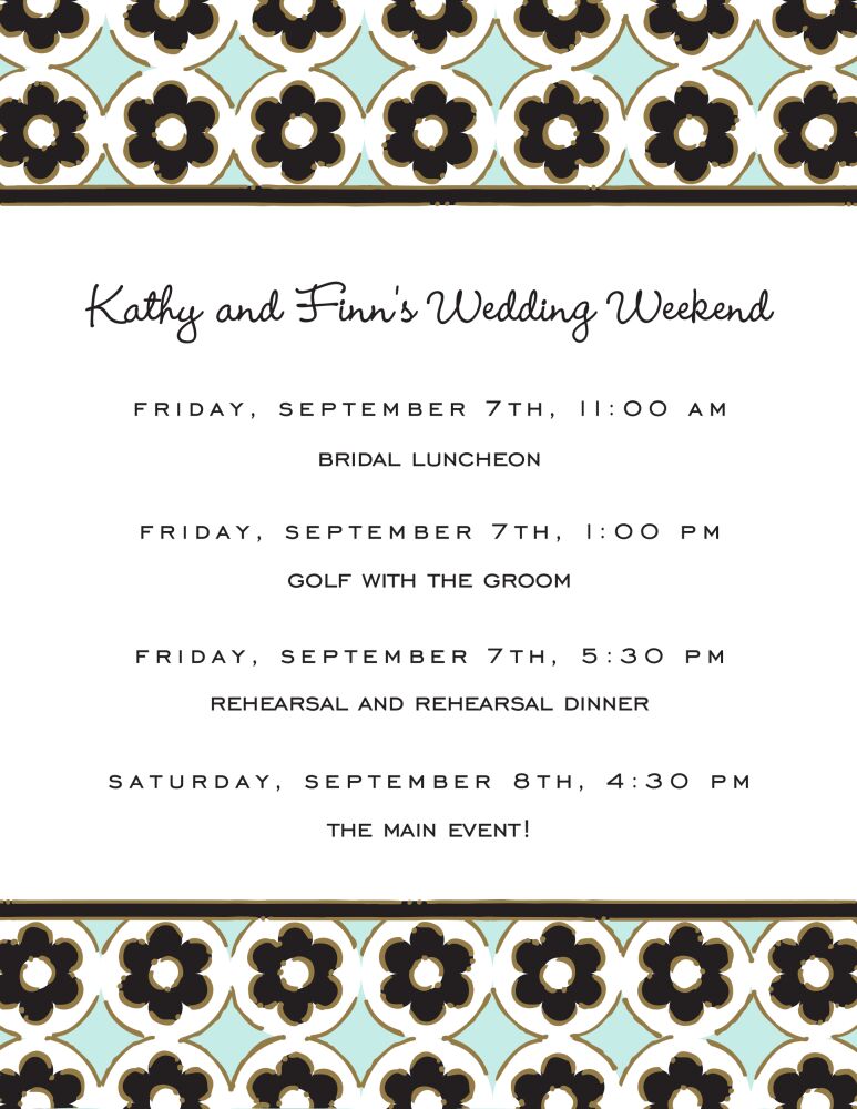 Circle Flowers Black & Aqua Invitation