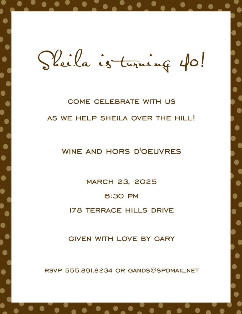 Dotted Edge Chocolate On Chocolate Invitation