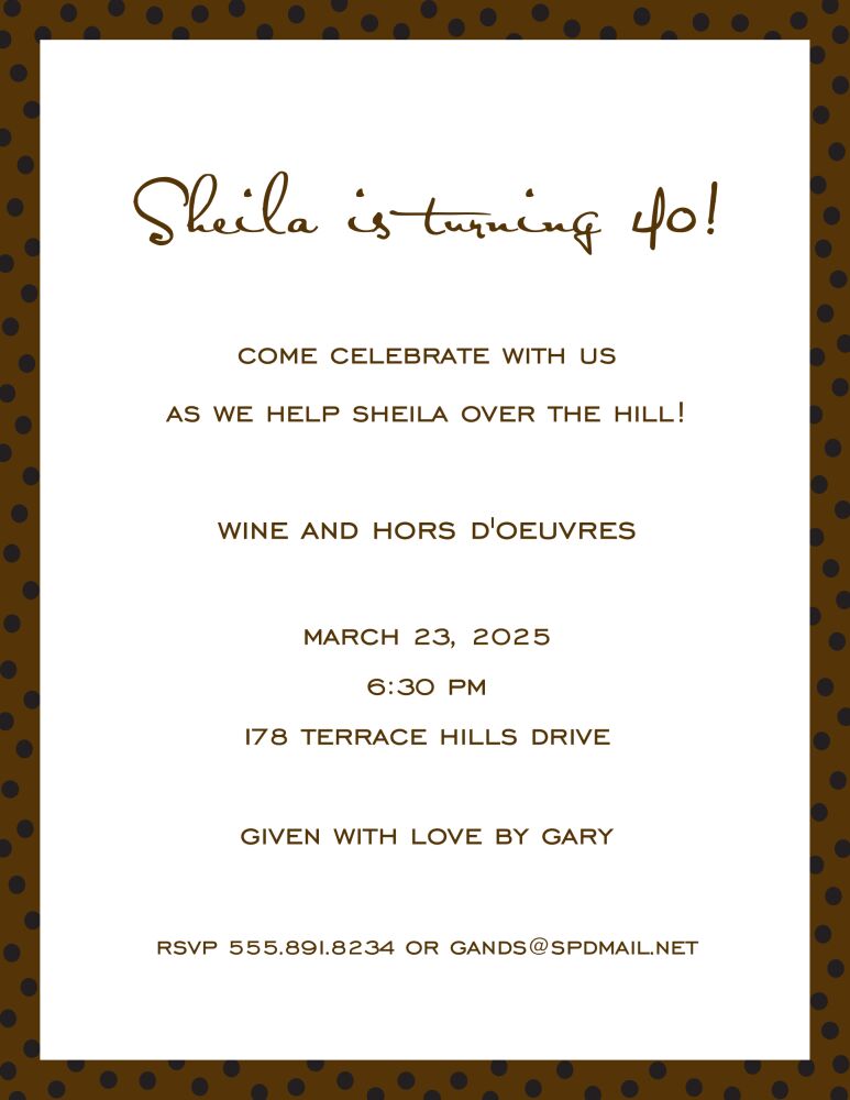 Dotted Edge Black & Chocolate Invitation