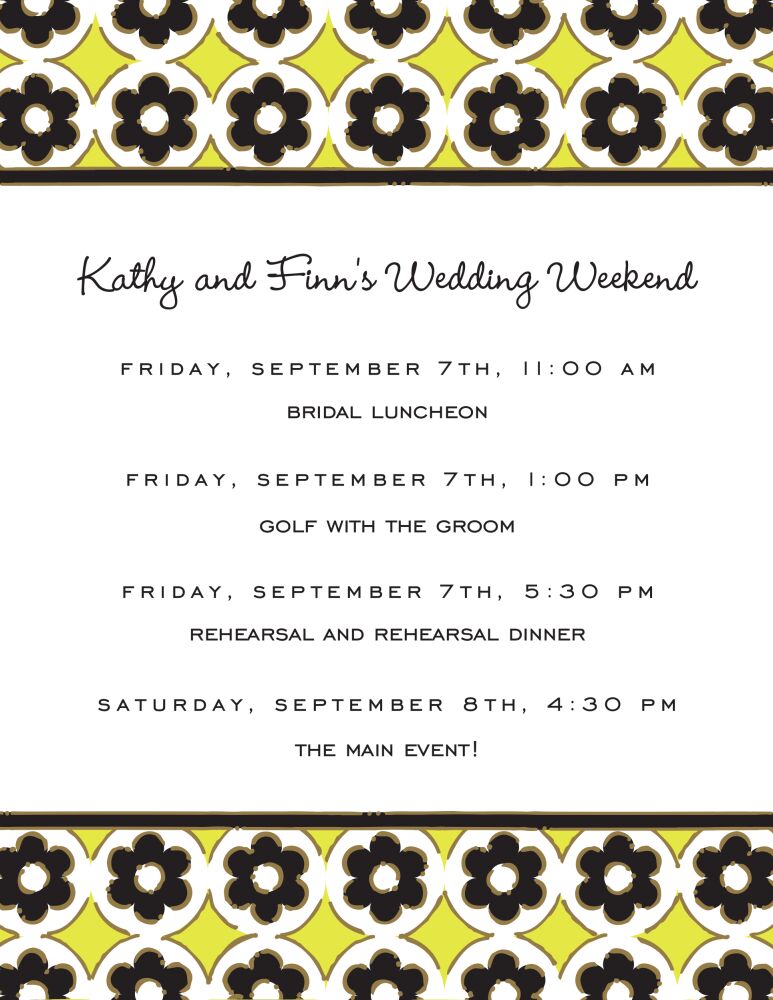 Circle Flowers Black & Limeade Invitation
