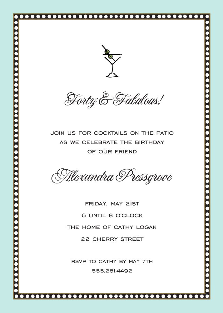 Beaded Border Aqua Invitation