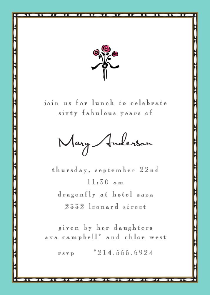 Rice Bead Border Dark Aqua Invitation