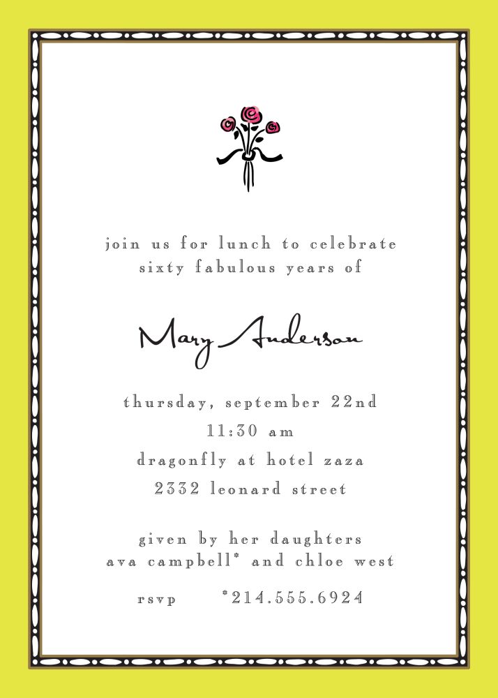 Rice Bead Border Limeade Invitation