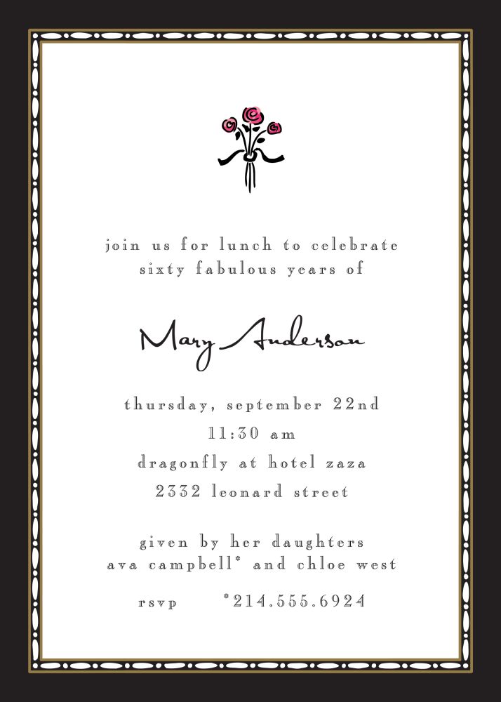 Rice Bead Border Black Invitation