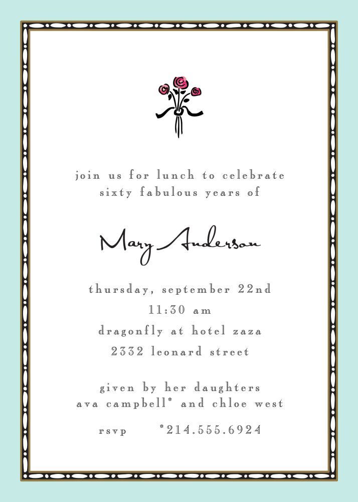 Rice Bead Border Aqua Invitation
