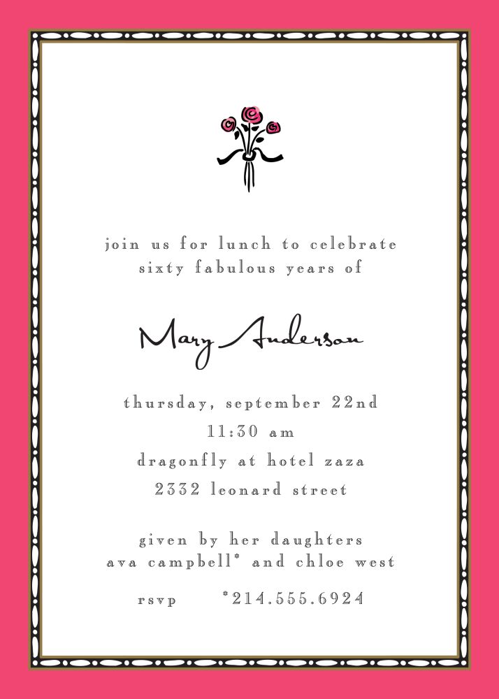 Rice Bead Border Coral Invitation