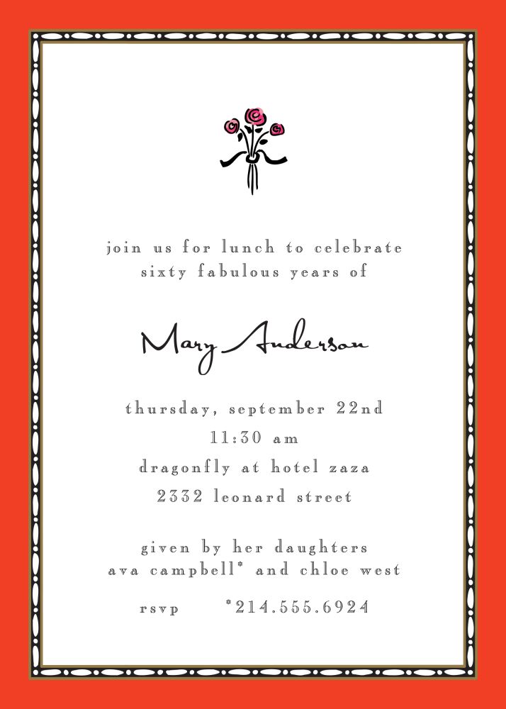 Rice Bead Border Orange Invitation