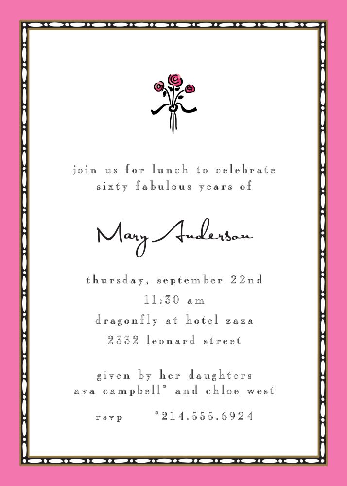 Rice Bead Border Deep Pink Invitation
