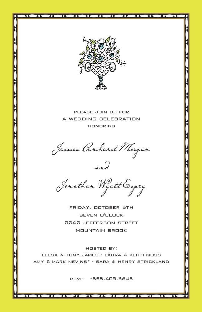 Rice Bead Border Limeade Invitation