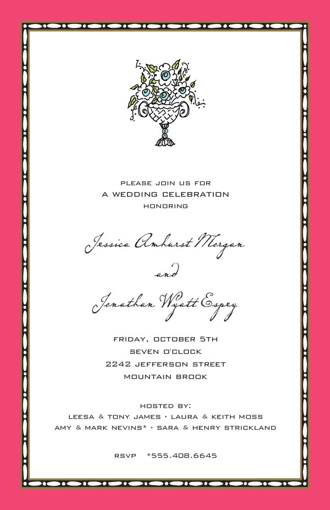 Rice Bead Border Coral Invitation