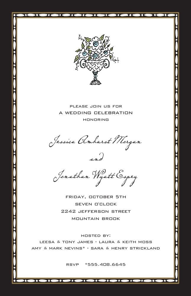 Rice Bead Border Black Invitation