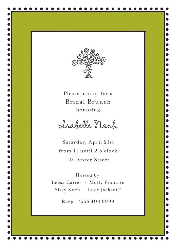 Antique Bead Border Olive Invitation