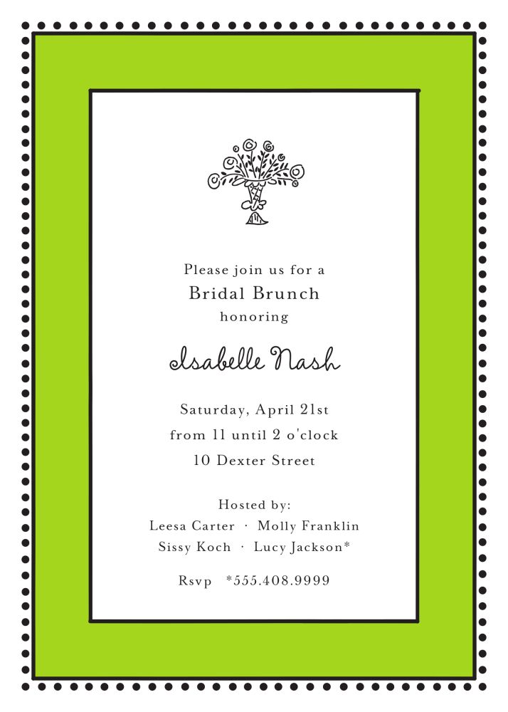 Antique Bead Border Lime Invitation