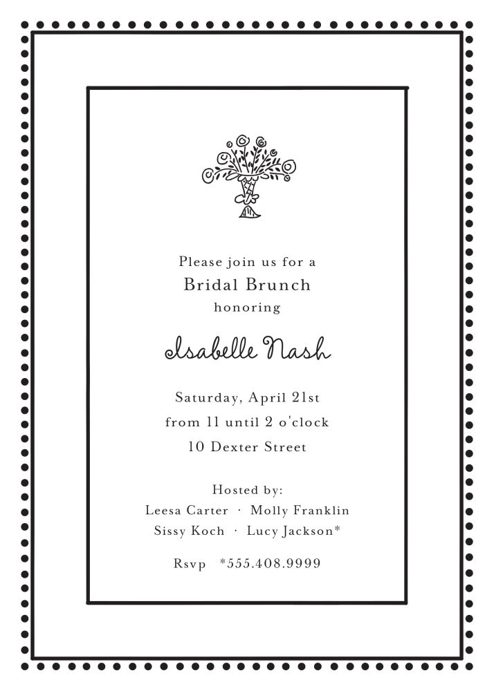 Antique Bead Border Black Invitation
