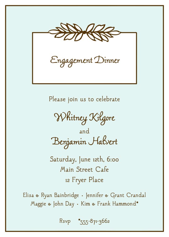 Garland Aqua & Chocolate Invitation