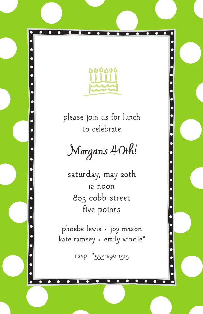 Big Dots Lime & Black Invitation