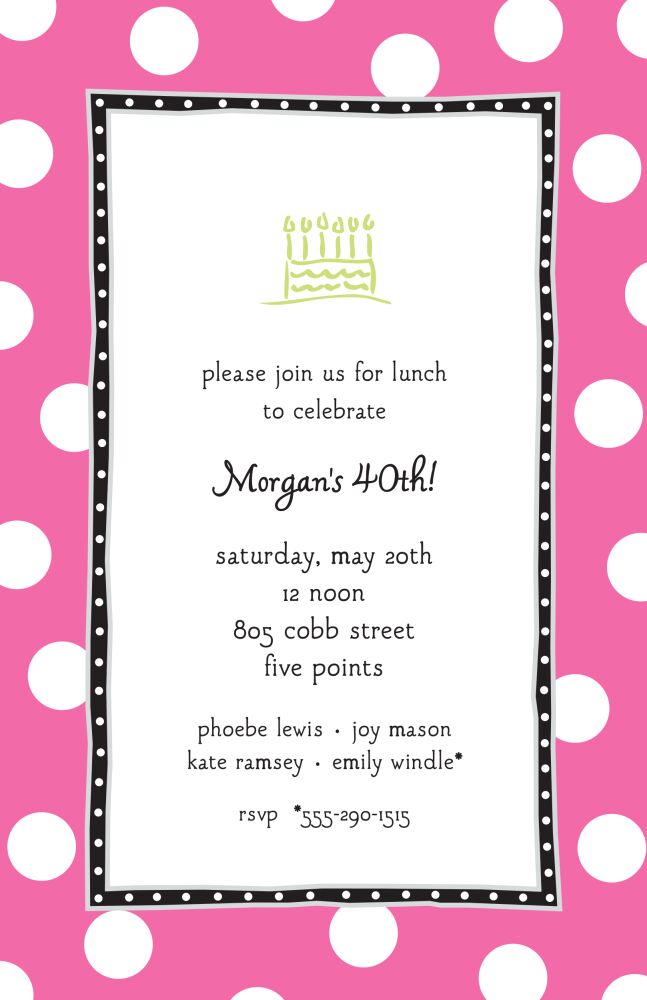 Big Dots Deep Pink & Black Invitation