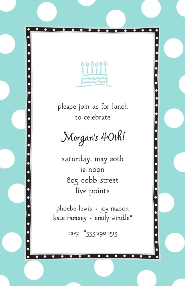 Big Dots Dark Aqua & Black Invitation