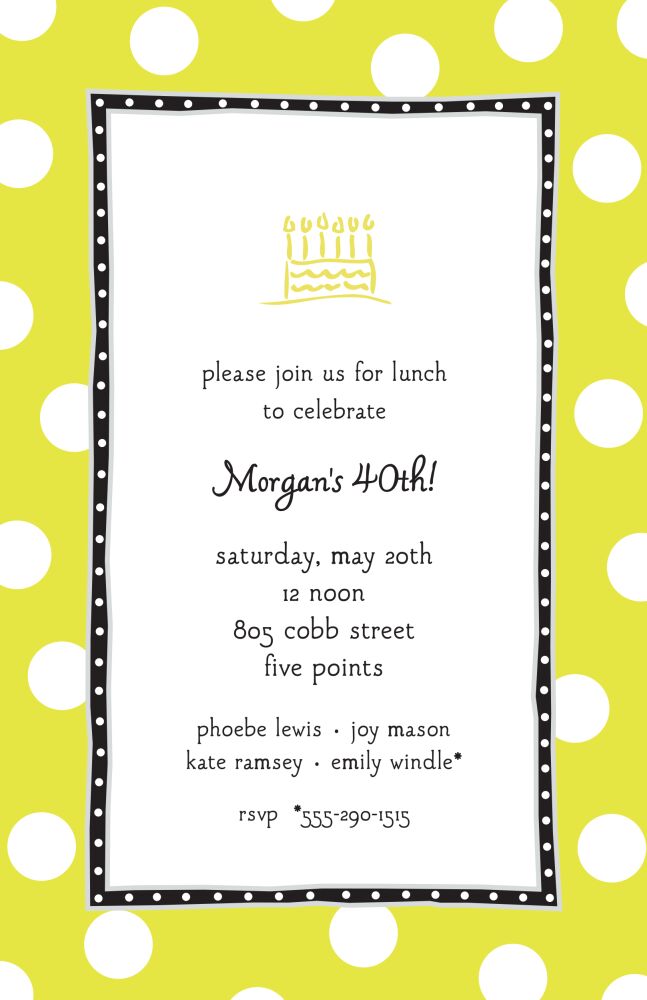 Big Dots Limeade & Black Invitation