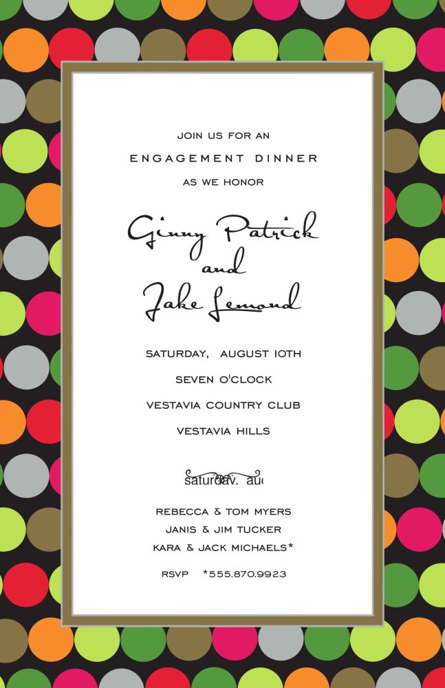Retro Dots On Black Invitation